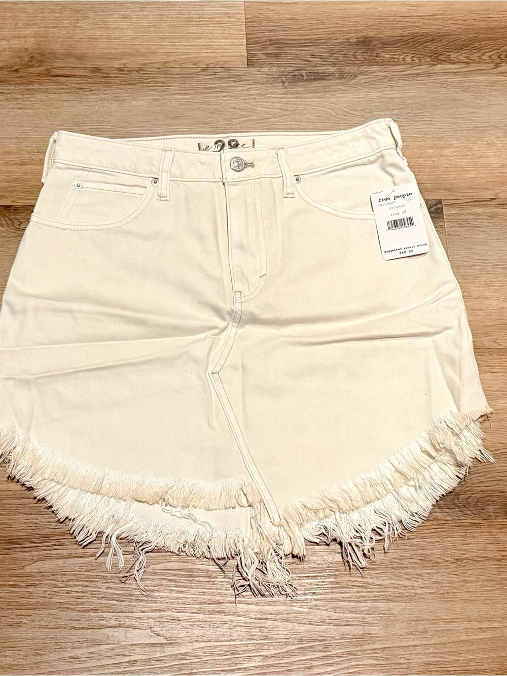 NWT Women’s 28 Free People Cream Fringed Hem Midi Skirt